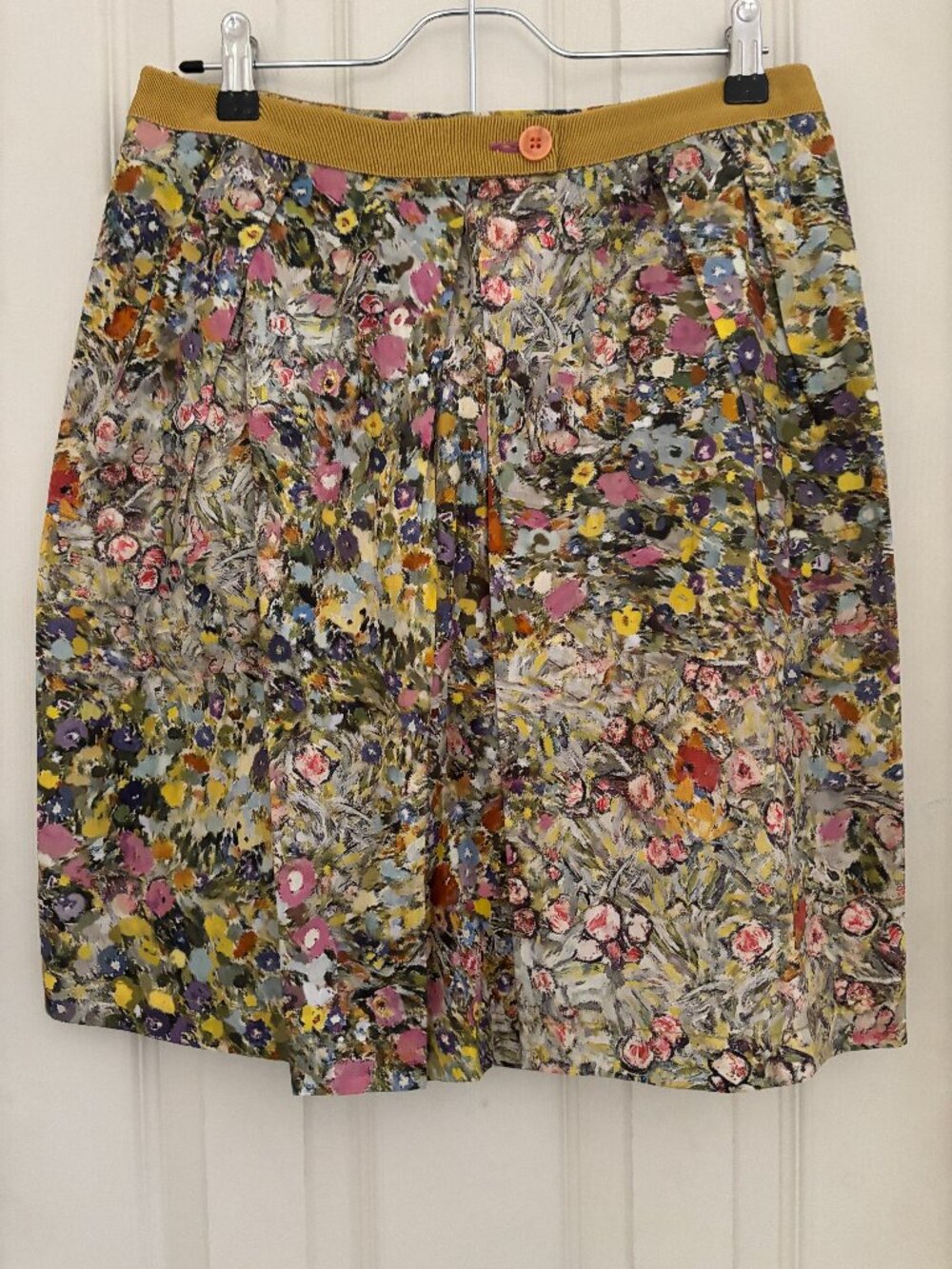Alberta Ferretti Philosophy Skirt Pleated Cotton Green Pink Multicolor Floral 6
